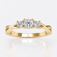 0.52 TCW Round Brilliant Cut Three Stone Twisted Moissanite Ring