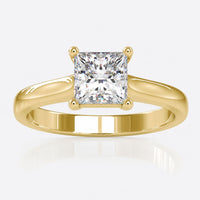 1.25 CT Princess Cut Cathedral Set Simple Solitaire Moissanite Wedding Ring