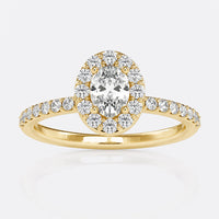 0.78 TCW Oval Cut Colourless Moissanite Classic Halo Ring