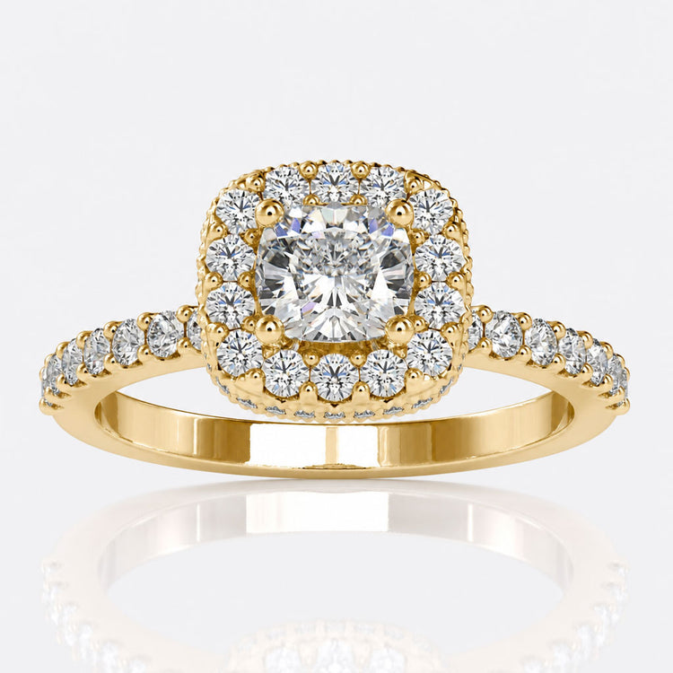 1.25 CT Cushion Cut Double Halo Pave' Wrap Style Moissanite Engagement Ring