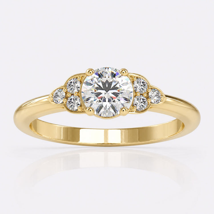 Round Brilliant Cut Moissanite Antique Muse Ring 0.6 TCW