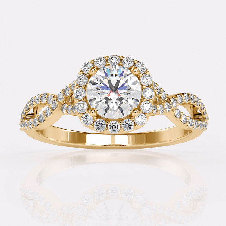 1.18 TCW Round Cut Twisted Pave' Shank Moissanite Engagement Ring