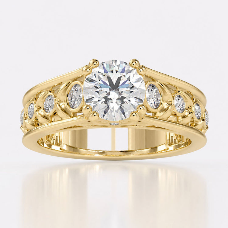 Unique and Classic 1.43 TCW Round Moissanite Vintage Engagement Ring