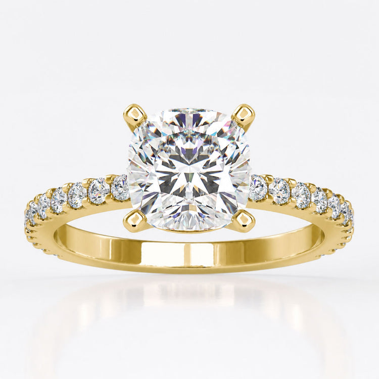 2.82 TCW Cushion Cut Pave' Set Elegant Moissanite Engagement Ring
