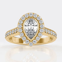 1.53 TCW Pear Cut Lovely Moissanite Halo Engagement Ring, Wedding Ring