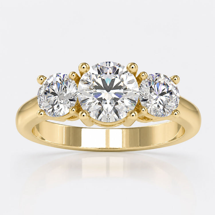 Three Stone Diamond Engagement Ring in Classic Prong Setting