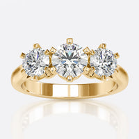 1.95 TCW Round Cut Moissanite Three Stones Engagement Ring