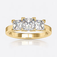 Classic 2.89 DEW Princess Moissanite Three Stones Engagement Ring