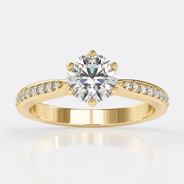 Tapered Shank 1.30 TCW Round Moissanite Pave Set Wedding Ring