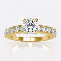 1.96 TCW Round Cut Pave Set Colorless Moissanite Engagement Ring