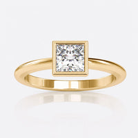 Bezel Set Engagement Ring With Princess Cut Diamond