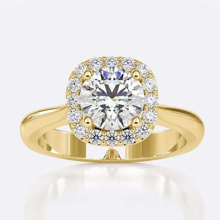 Round Halo Engagement Ring - Side Stones