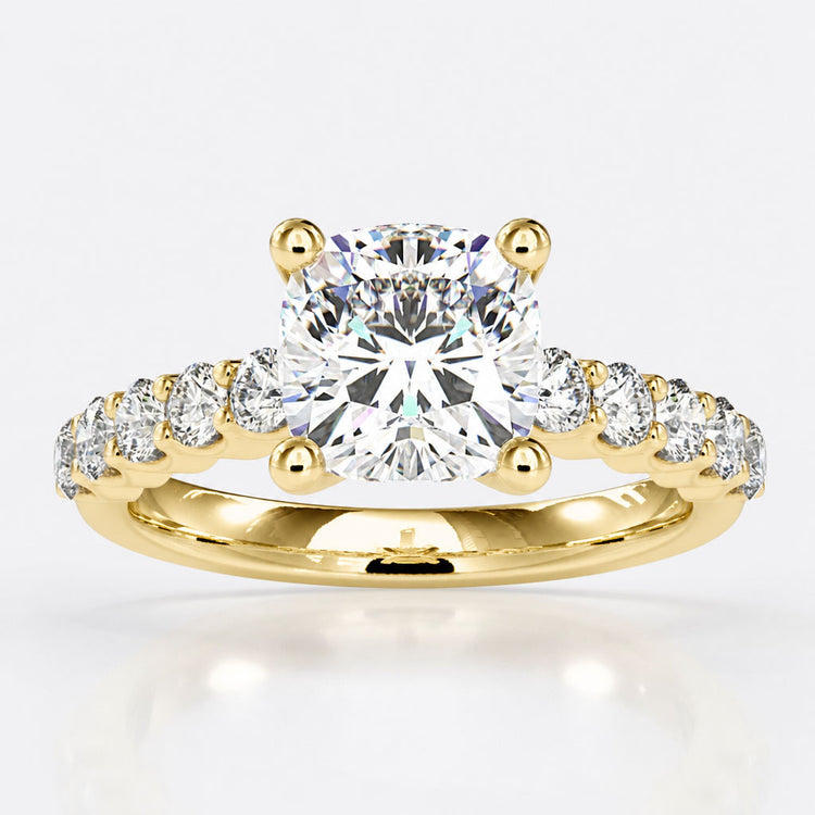 Cushion Cut Diamond Ring With Pave Design