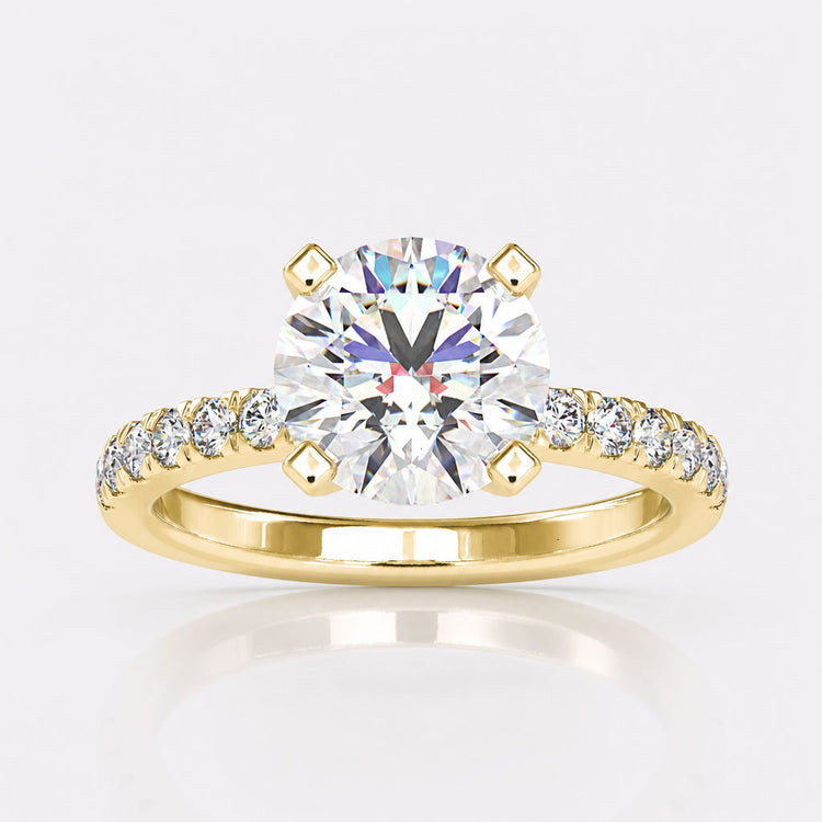 Round Brilliant Cut Diamond Ring With Elegant Pave Setting