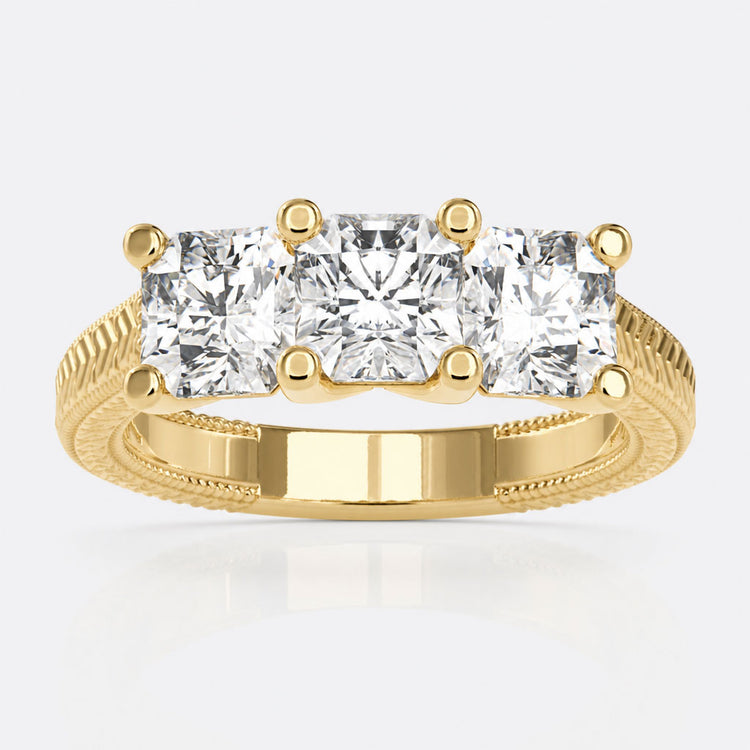 Three Stone Engagement Ring Diamond with Modern Design