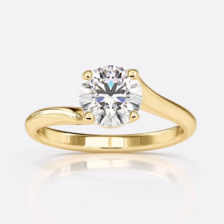 Round Lab-Grown Diamond Solitaire Bypass Shank Ring 0.5 – 3 CT