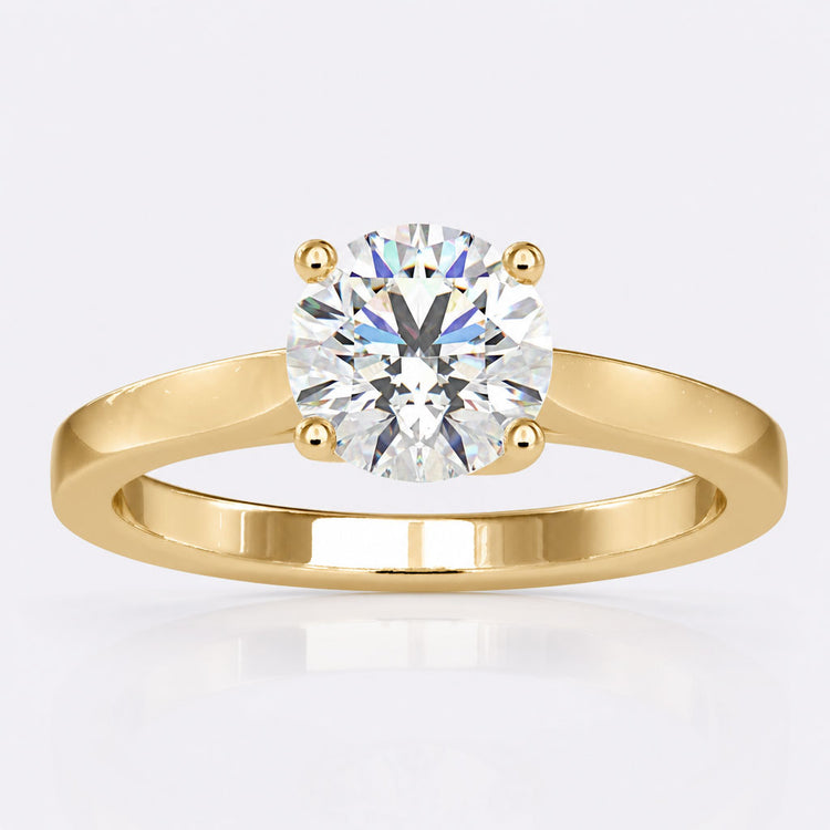 Round Lab-Grown Diamond Four Prong Solitaire Ring 0.5 – 3 CT