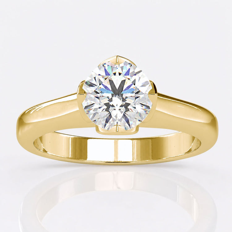 Gold Solitaire Engagement Ring With Tulip Setting