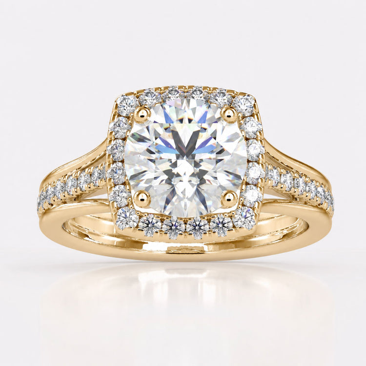 Split Shank Ring with Beautiful Halo Diamond Setting