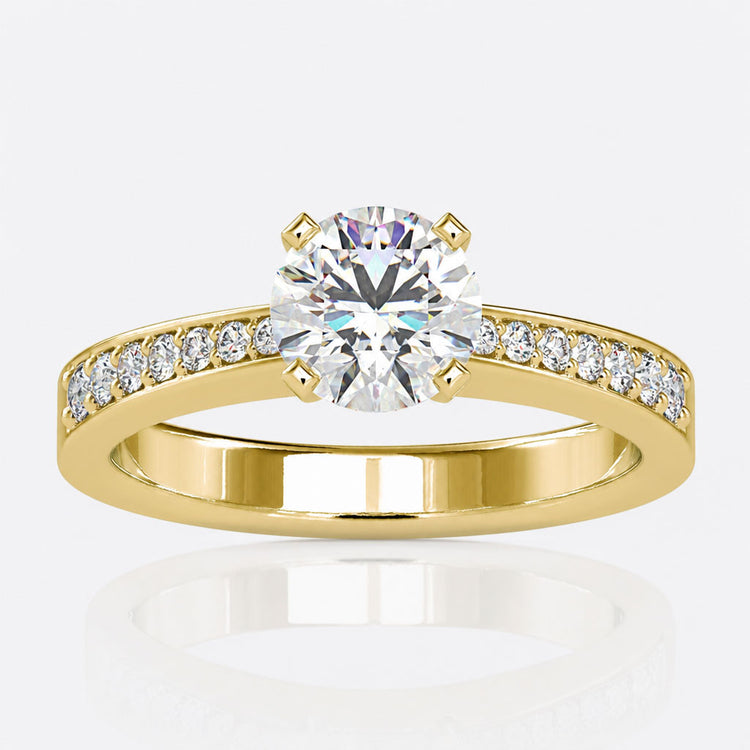 Round Lab-Grown Diamond Four Prong Channel Set Band Ring 0.5 – 3 CT