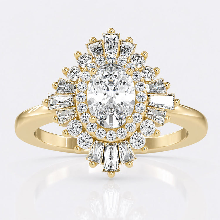 Vintage Diamond Cluster Ring Classic with Tapered Baguettes