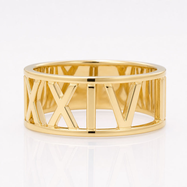 Custom Roman Numeral Wedding Date Personalised Band