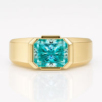3.42 TCW Radiant Baguette Moissanite Three Stone Men's Moissanite Ring