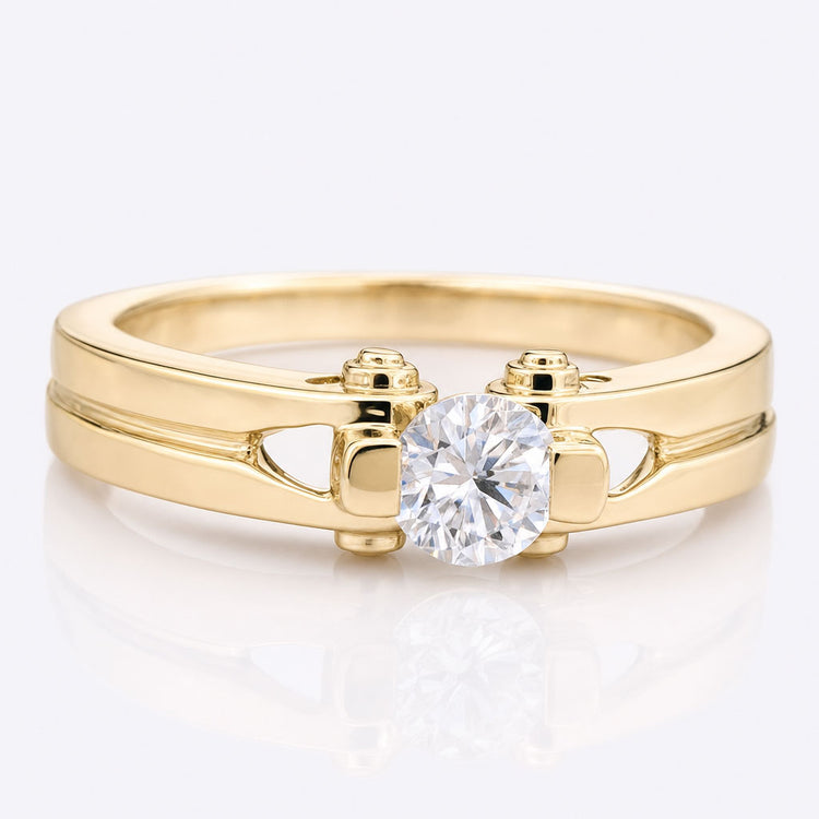 0.55 CT Round Brilliant Cut Solitaire Men's Moissanite Engagement Ring