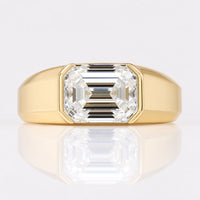 2.37 CT Emerald Cut Moissanite Half Bezel Solitaire Ring