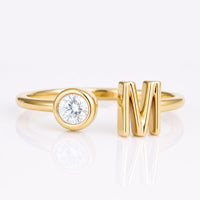 A Classic Customized Alphabet "M" Letter Open Gap Wedding Band
