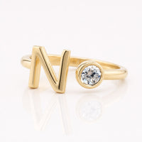 0.12 CT Round Brilliant Cut "N" Letter Personalised Wedding Band