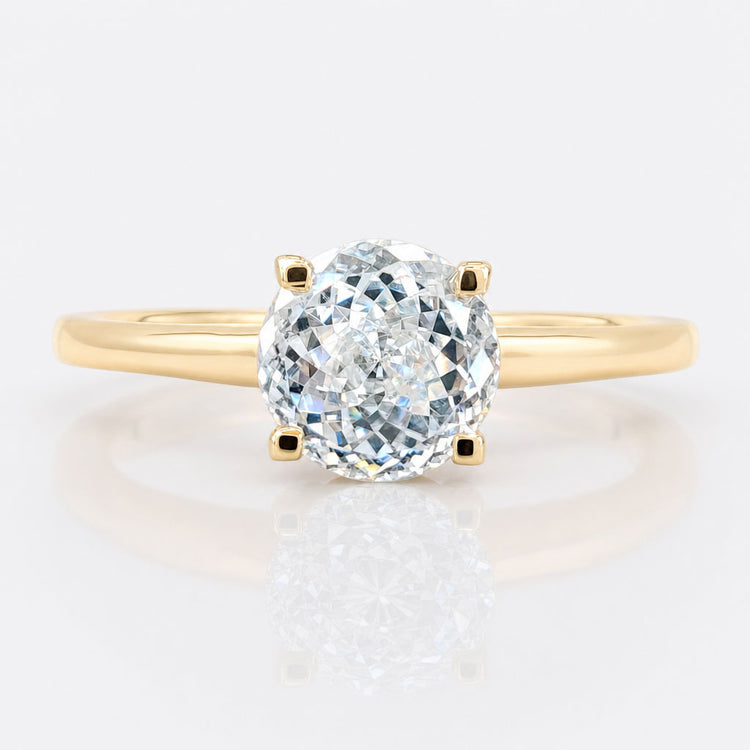Portuguese Cut Colourless Moissanite Solitaire Ring 1 CT