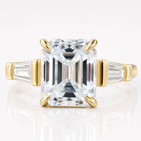 Excellent Cut 2.68 DEW Emerald Cut Three Stones Engagement Ring