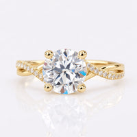 Round OEC Lab-Grown Diamond Twisted Pavé Ring 1.7 CT