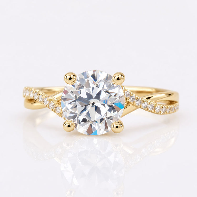 Round OEC Lab-Grown Diamond Twisted Pavé Ring 1.7 CT