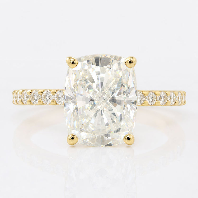 3.36 TCW Cushion Cut Pave Set Moissanite Engagement Ring