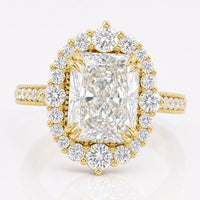 3.74 TCW Radiant Cut Moissanite Intricate Vintage Halo Engagement Ring