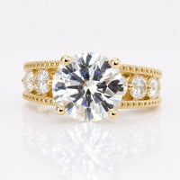 Round Moissanite Euro Shank Ring 6.5 CT