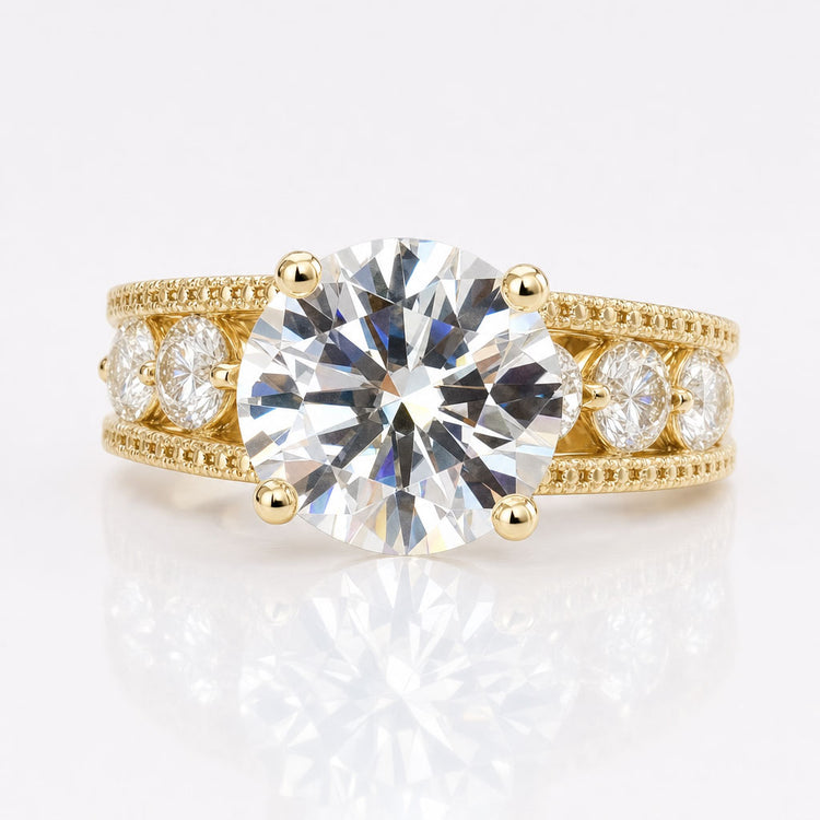 Round Moissanite Euro Shank Ring 6.5 CT