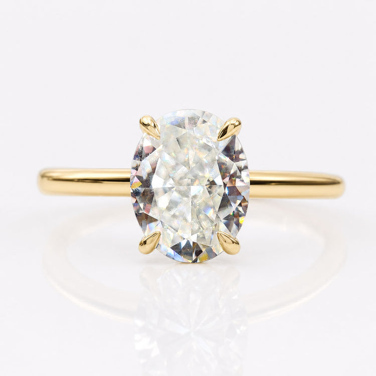 Oval Cut Crushed Ice Colourless Moissanite Solitaire Ring 2.3 CT
