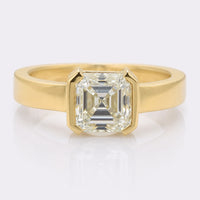 Asscher Cut Moissanite Half Bezel Ring 2.2 CT