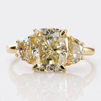 3.50 TW Cushion Cut Moissanite Three Stone Engagement Ring