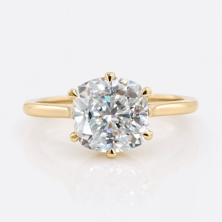 Cushion Cut Moissanite Six Prongs Solitaire Ring 2.3 CT