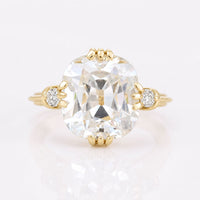 Old European Cut 3.95 TCW Cushion Moissanite Vintage Engagement Ring