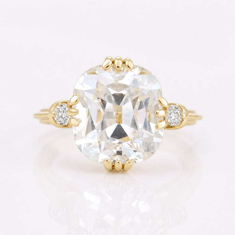 Old European Cut 3.95 TCW Cushion Moissanite Vintage Engagement Ring