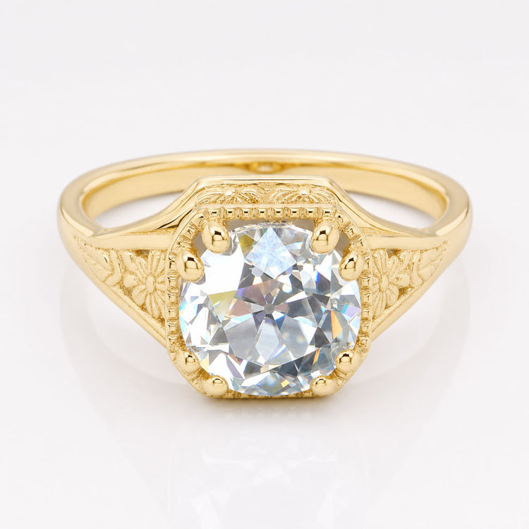 Round Old European Cut Moissanite Vintage Ring 2 CT