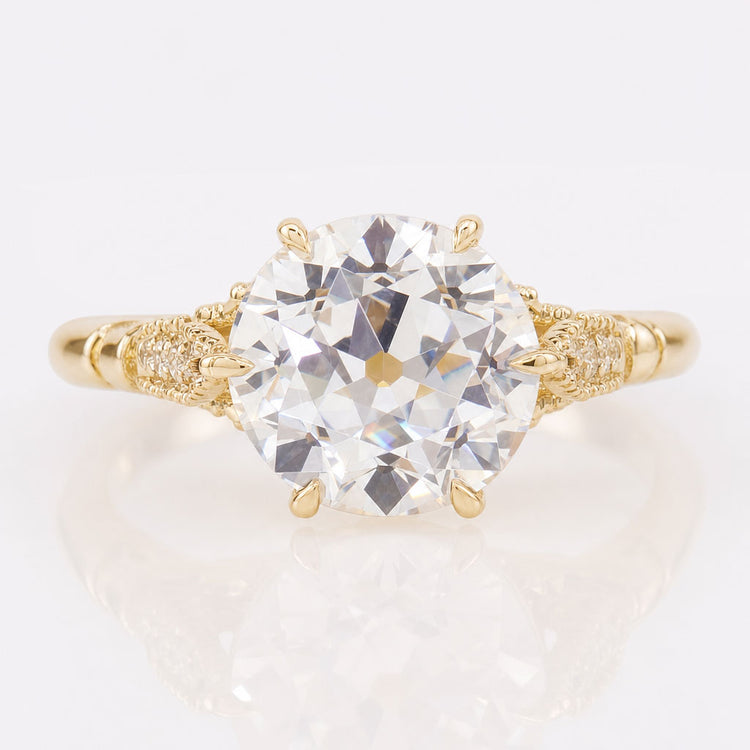 Round Moissanite Classic Antique Vintage Ring 2.1 TCW