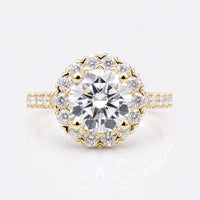 2.23 TCW Round Brilliant Cut Halo Pave Colorless Moissanite Engagement Ring