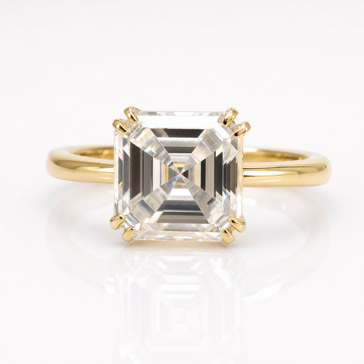 2.95 CT Asscher Step Cut Comfort Fit Moissanite Engagement Ring