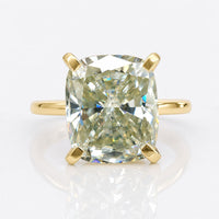 Cushion Cut Light Yellow Moissanite Solitaire Ring 7 CT
